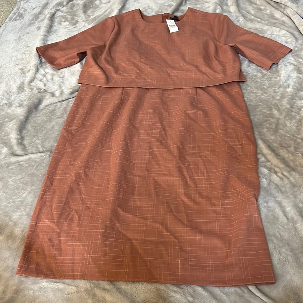 NWT ann Taylor elbow sleeve overlay sheath dress in crosshatch